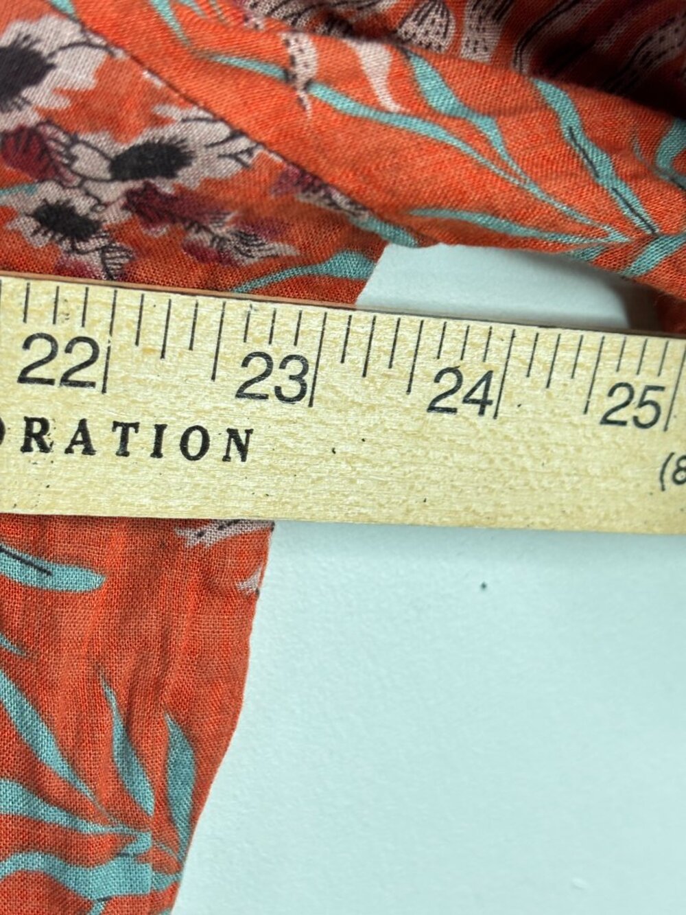 Natural Life Rebecca Orange Floral Midi Dress XL Pockets Boho Cottage Resort - Picture 9 of 10